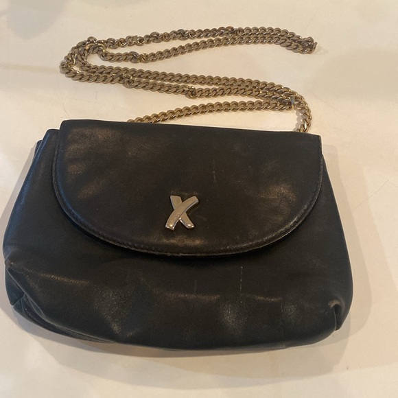 Paloma Picasso Vintage 80’s bag black leather crossbody bag w gold chain strap - Picture 11 of 12